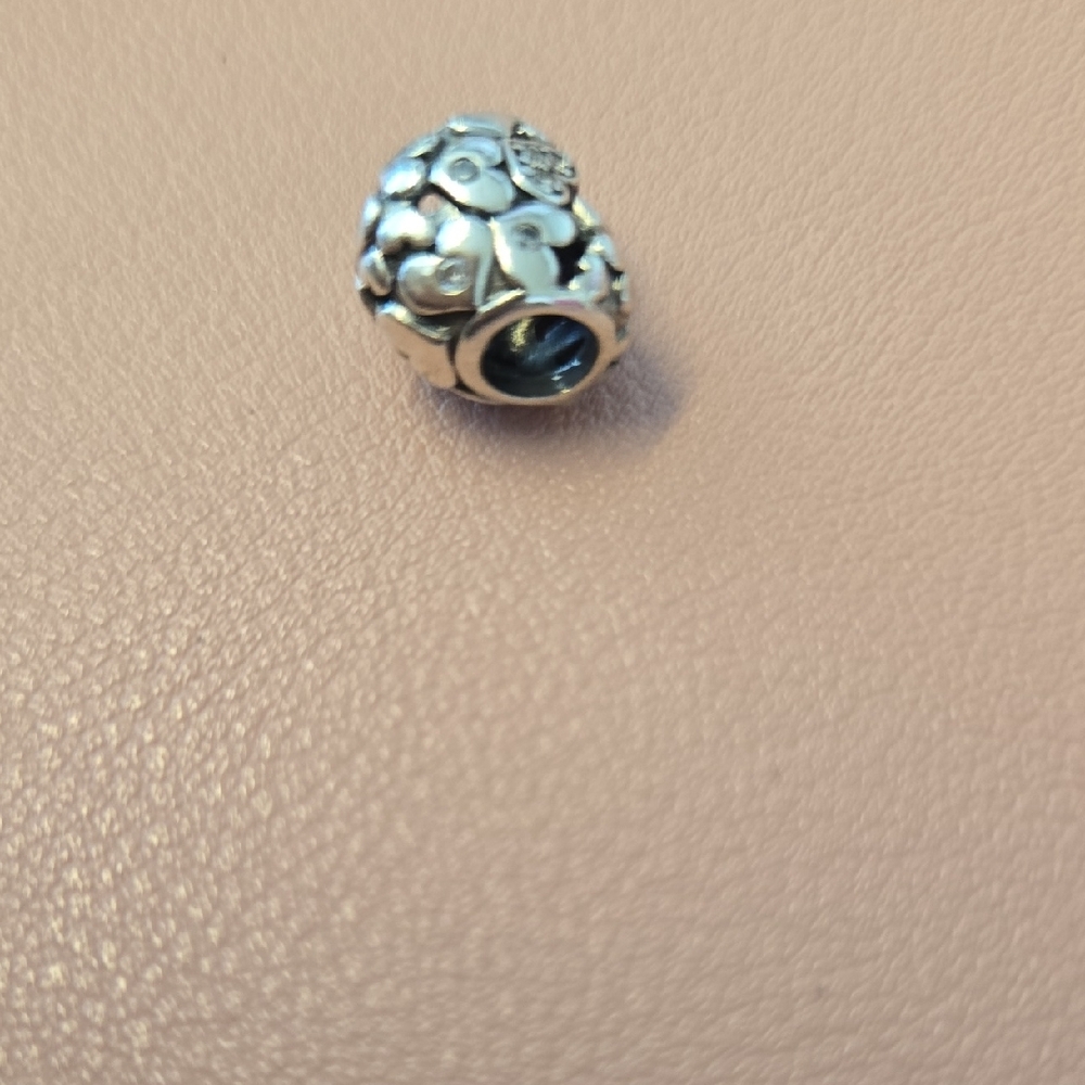 Pandora Silver Heart Charm with White Accents - Picture 3 of 5